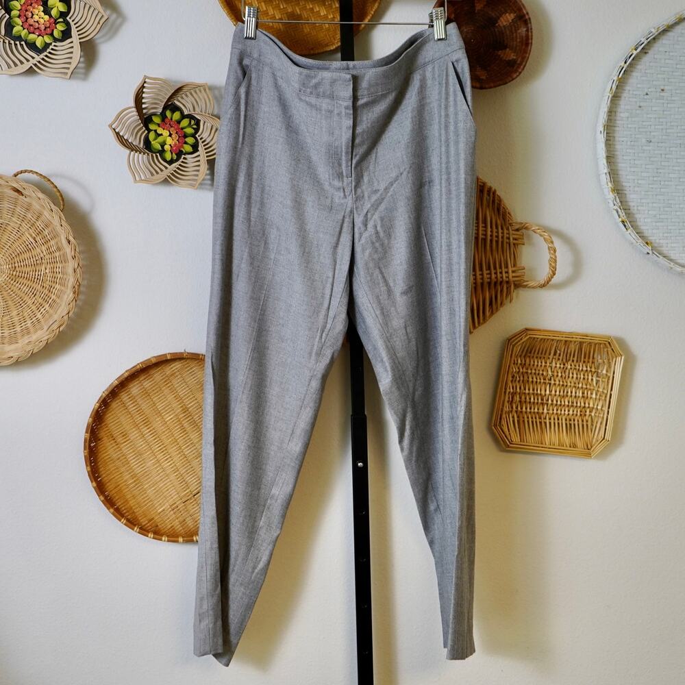 St.John Flat Front High Rise Trouser Pants Gray Womens Size‎ 8